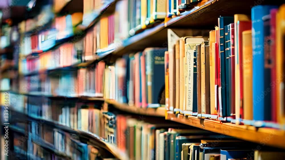 Books in shelves in a library Books in shelves in a library