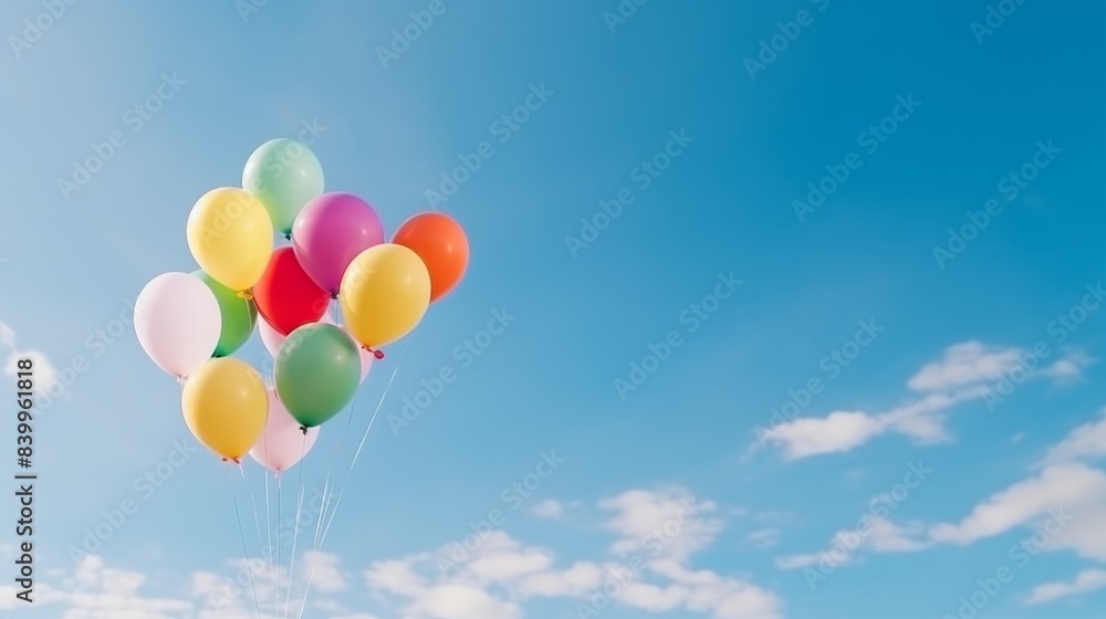 A bunch of colorful balloons are floating in the sky A bunch of colorful balloons are floating in the sky
