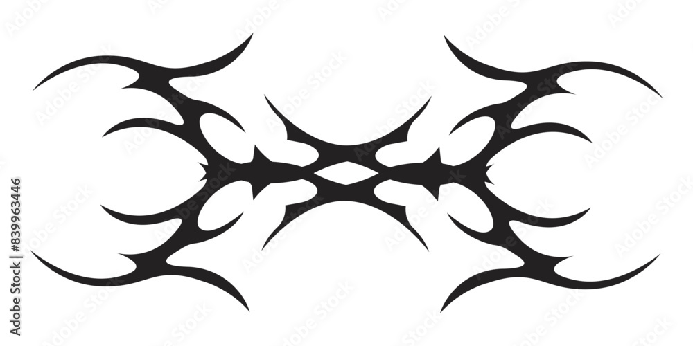 Neo tribal heart y2k aesthetic tattoo gothic cover, fire or wings abstract silhouette isolated on background. Divider, border, cyber body ornament, neotribal web goth decoration Neo tribal heart y2k aesthetic tattoo gothic cover, fire or wings abstract silhouette isolated on background. Divider, border, cyber body ornament, neotribal web goth decoration