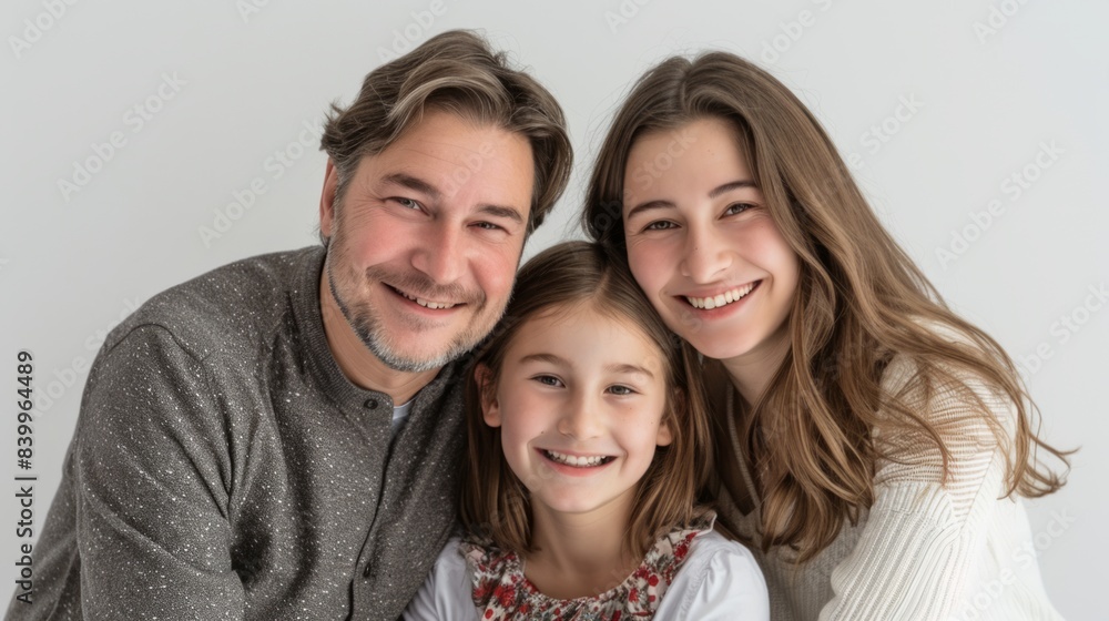 Happy family of three on white background Happy family of three on white background
