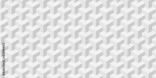 Vector Minimal cubes geometric tile and mosaic wall grid backdrop hexagon technology wallpaper background. white and gray block cube structure backdrop grid triangle texture vintage design.