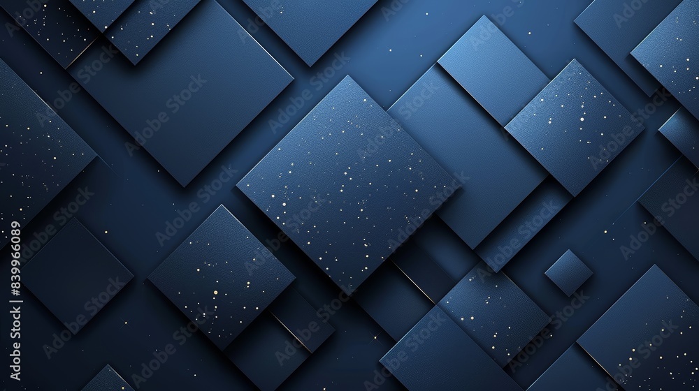 Abstract dark blue geometric background with layered squares and subtle star-like speckled pattern, perfect for modern design projects. Abstract dark blue geometric background with layered squares and subtle star-like speckled pattern, perfect for modern design projects.