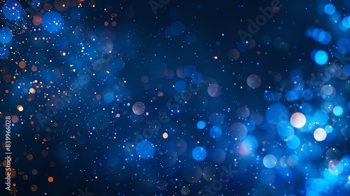 Abstract blue bokeh lights on a dark background. Perfect for festive celebrations, festive backdrops, and elegant designs.