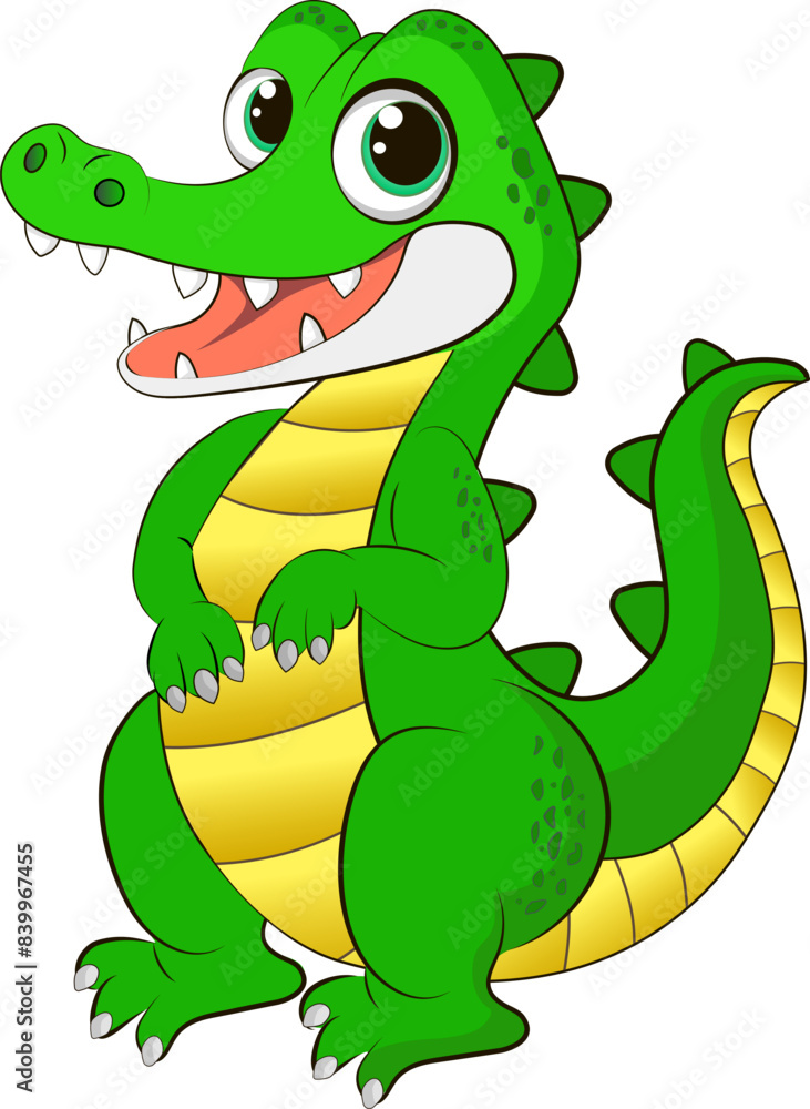 Fototapeta premium Cute cartoon crocodile isolated on a white background. Vector illustration 10 eps.