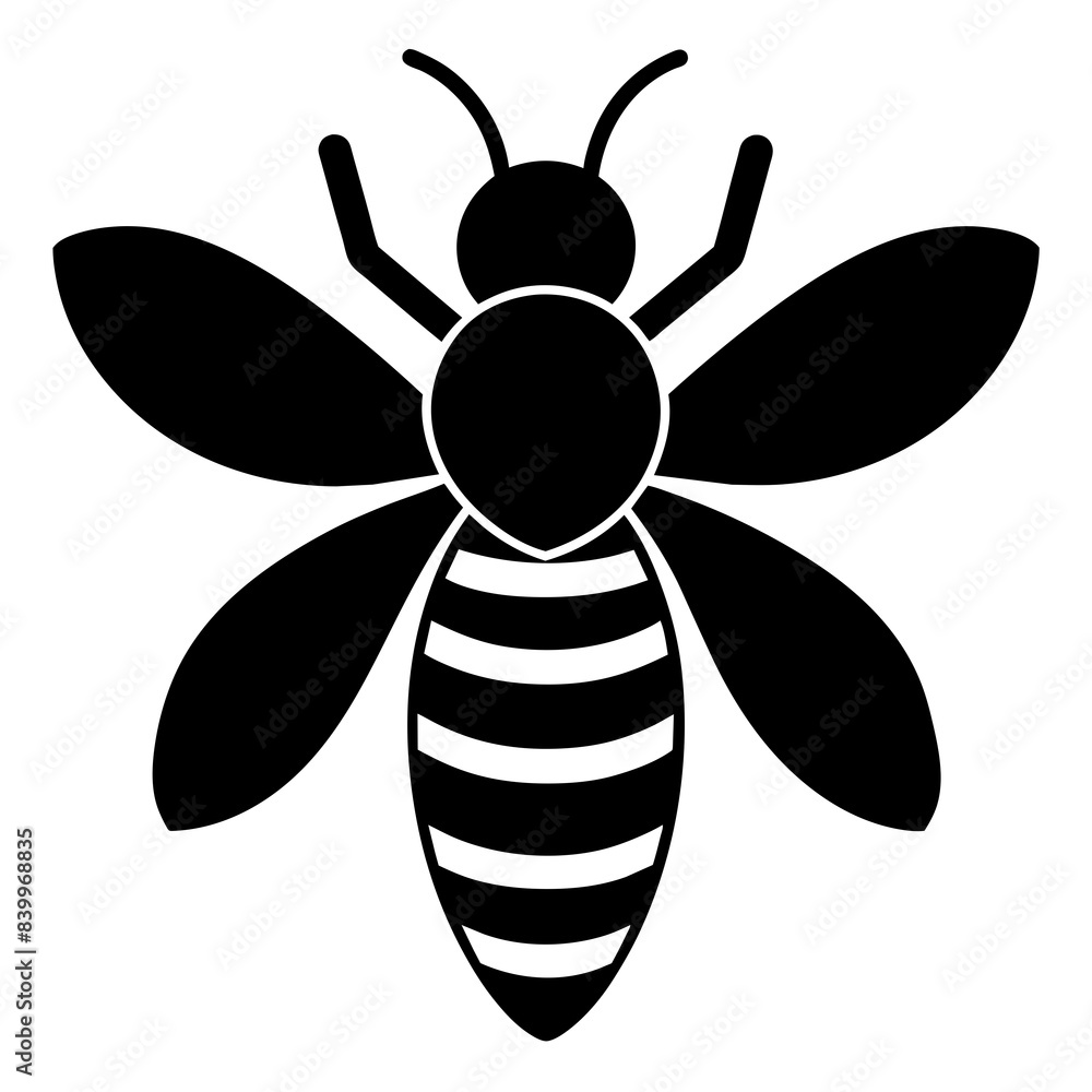 Flying honey bee silhouette simple icon vector illustration Flying honey bee silhouette simple icon vector illustration