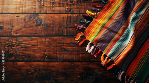 Serape on a maple wood table