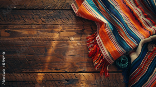 Serape on a maple wood table