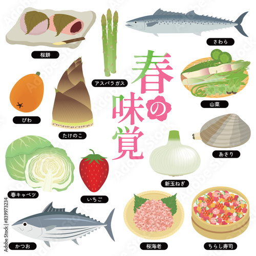 春の味覚のイラストセット