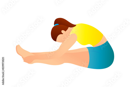 Vector illustration of Woman doing forward bending asana on transparent background