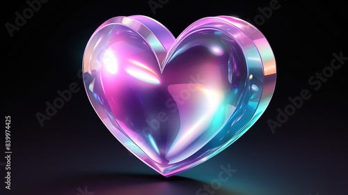 Holographic Heart Icon Symbo Stylized Rainbow Iridescent Opalescent