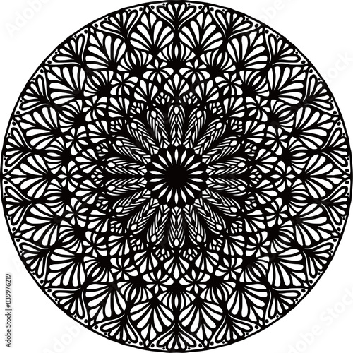 Detailed Geometric Mandala Clip Art . Add complexity and depth to your artwork with this detailed geometric mandala clip art. Ideal for enhancing any creative project with a sophisticated design.