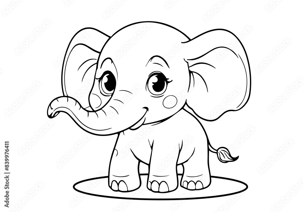 Fototapeta premium Coloring page of little Elephant for kids coloring book