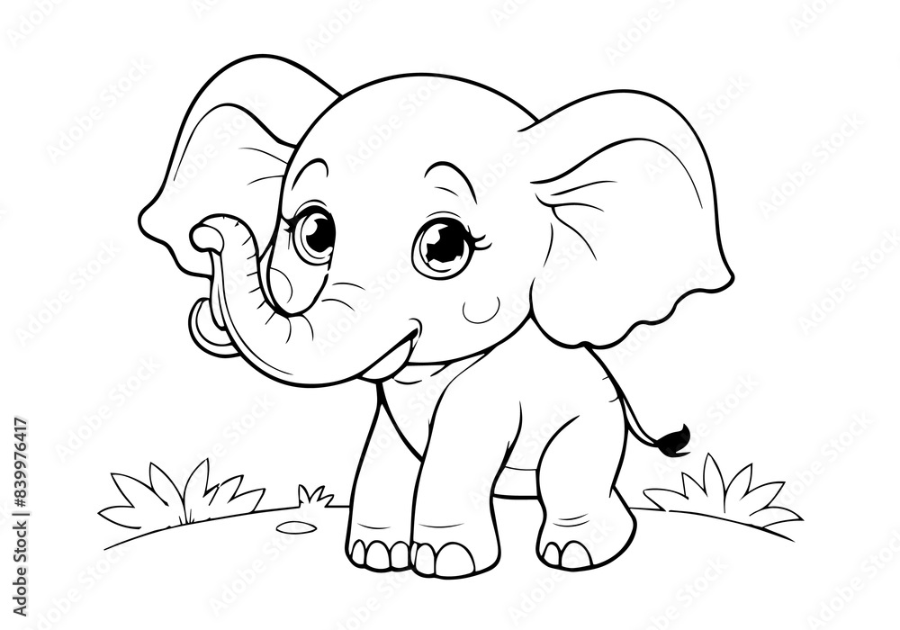 Coloring page of little Elephant for kids coloring book Stock Vector ...