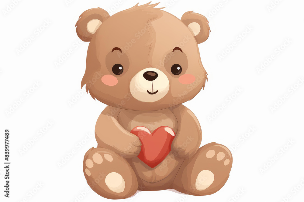 Cute baby brown bear cartoon with heart design for nursery decor, childrens books, and parties. Cute baby brown bear cartoon with heart design for nursery decor, childrens books, and parties.