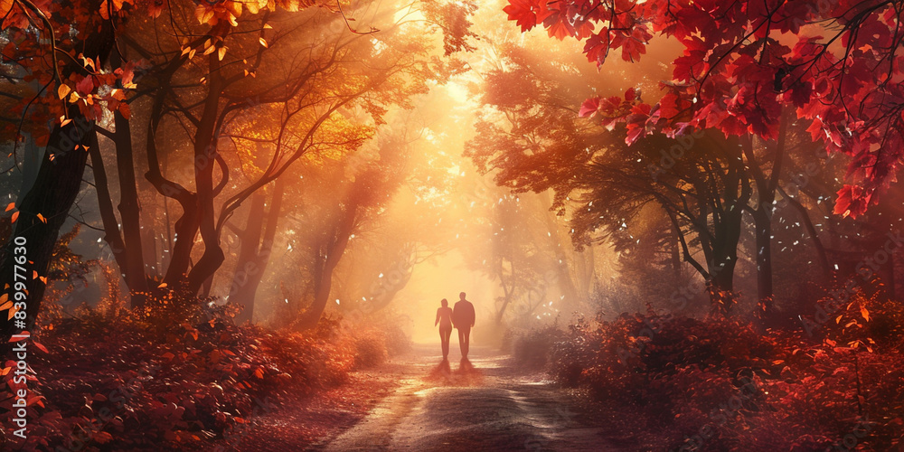 A forest with a red carpet and a forest with trees and a red background A forest with a red carpet and a forest with trees and a red background