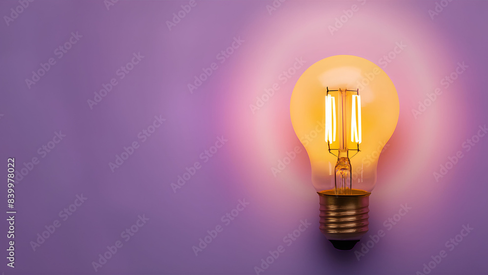 A light bulb is lit up and is the main focus of the image A light bulb is lit up and is the main focus of the image