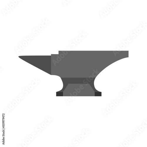 anvil flat design vector illustration isolated on white background. Blacksmith anvil. Symbol of work in forge. Forging and manufacturing of steel. Flat cartoon illustration