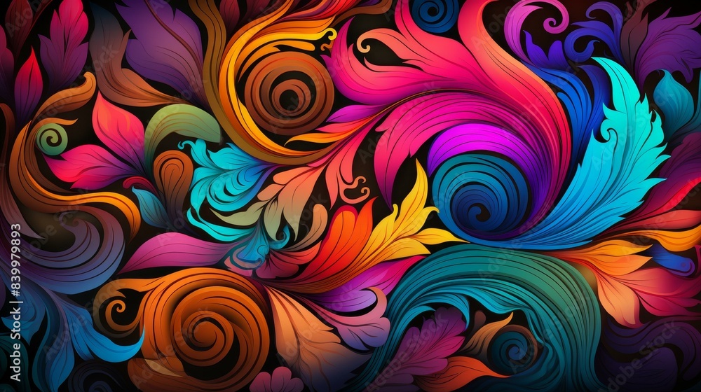 Stunning flat illustrations with intricate psychedelic textures in vibrant colors Stunning flat illustrations with intricate psychedelic textures in vibrant colors