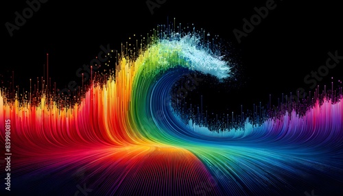 Rainbow Sound Wave Illustration on a Black Background