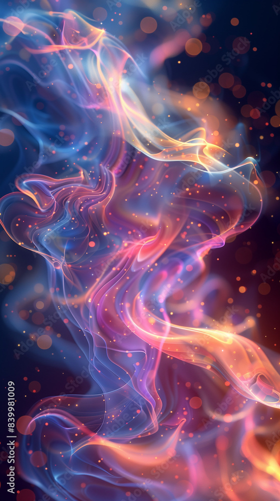Holographic 3D Shapes on Dark Gradient Background Holographic 3D Shapes on Dark Gradient Background