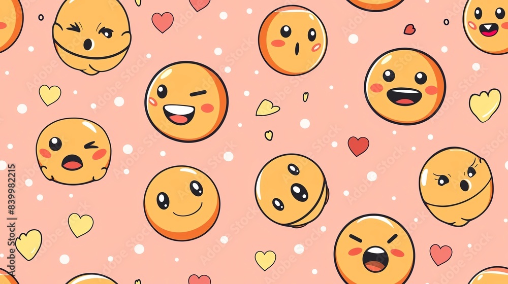 seamless pattern Cute and fun emojis seamless pattern Cute and fun emojis
