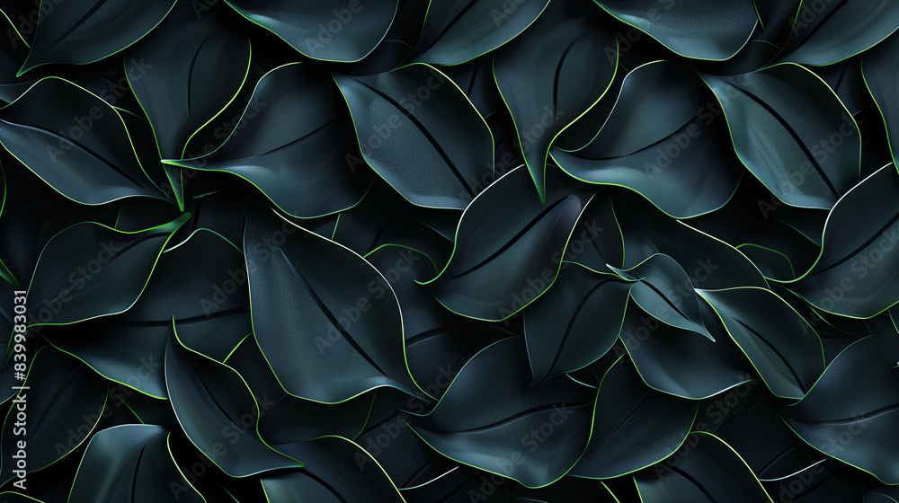 Elegant Dark Green Leaf Design with Depth and Shadow 3D Texture Elegant Dark Green Leaf Design with Depth and Shadow 3D Texture