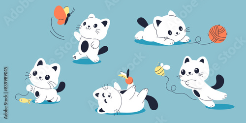 Cute playful cartoon cat character