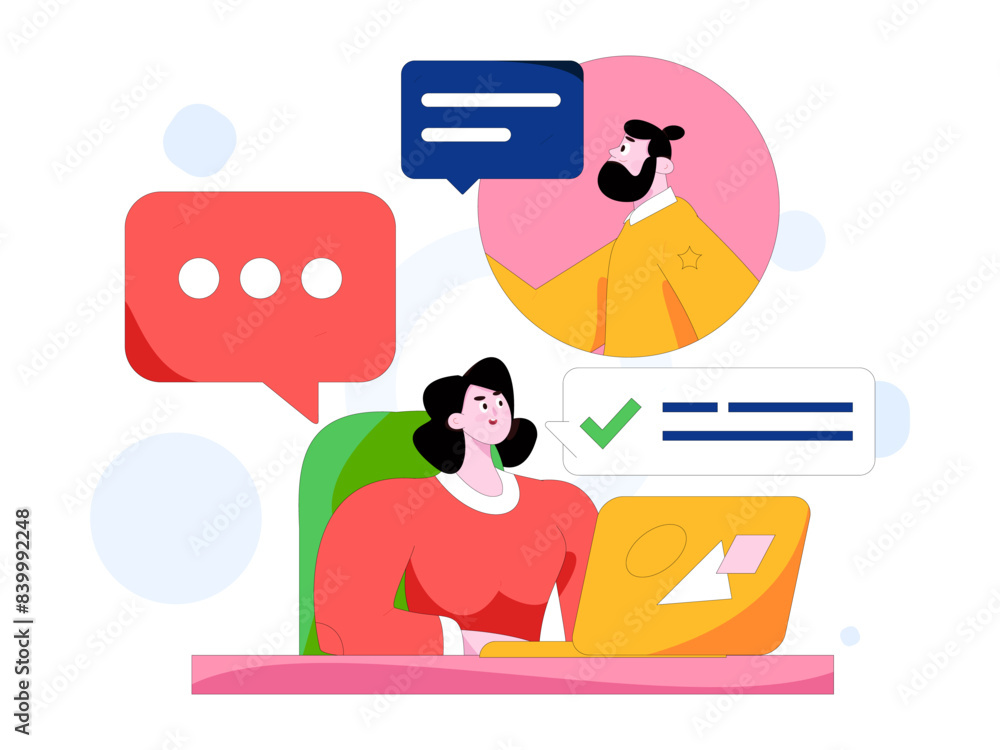 Virtual characters social communication concept business flat vector hand drawn illustration
Virtual characters social communication concept business flat vector hand drawn illustration