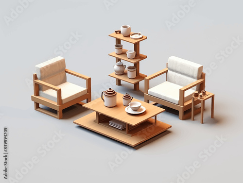 Isometric minimalist and modern modern interior style japan furniture popular design styles, japanese and scandinavian