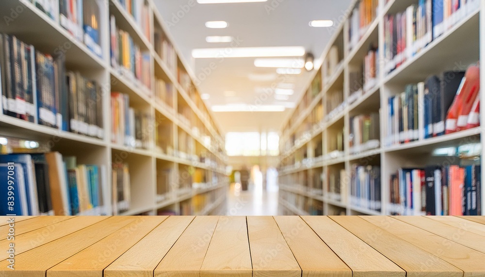 Fototapeta premium In the Blur: The Essence of a Public Library Interior