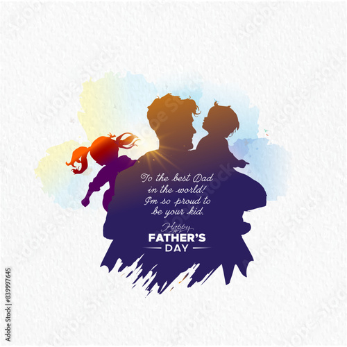 Happy Father Day. Father playing with her kids silhouette.