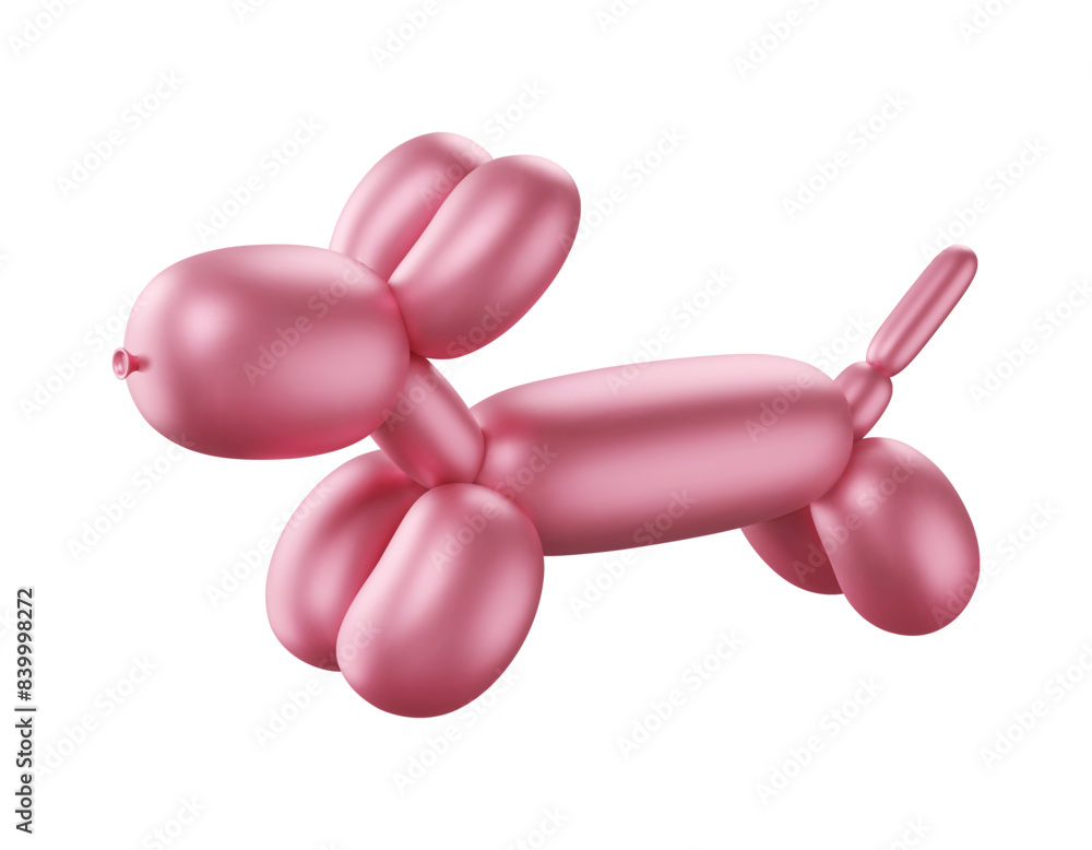 Inflated 3d dog. Balloon dachshund. Glossy retro element. Twisted party bubble puppy. Fancy abstract character. Vector cartoon illustration. Inflated 3d dog. Balloon dachshund. Glossy retro element. Twisted party bubble puppy. Fancy abstract character. Vector cartoon illustration.