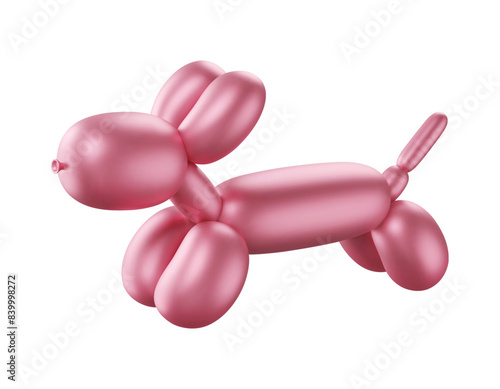 Inflated 3d dog. Balloon dachshund. Glossy retro element. Twisted party bubble puppy. Fancy abstract character. Vector cartoon illustration.