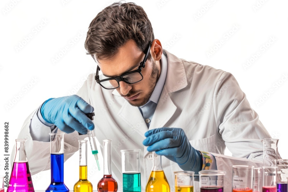 Scientists working with chemicals Scientists working with chemicals