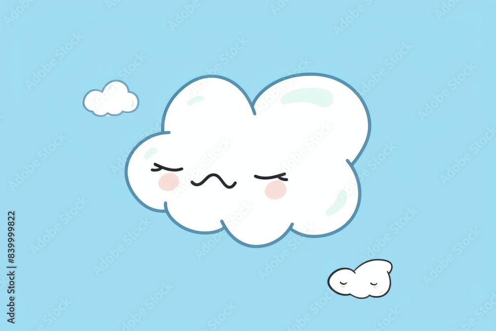 Cartoon cute doodles of a minimalist cloud floating in a clear blue sky, Generative AI Cartoon cute doodles of a minimalist cloud floating in a clear blue sky, Generative AI