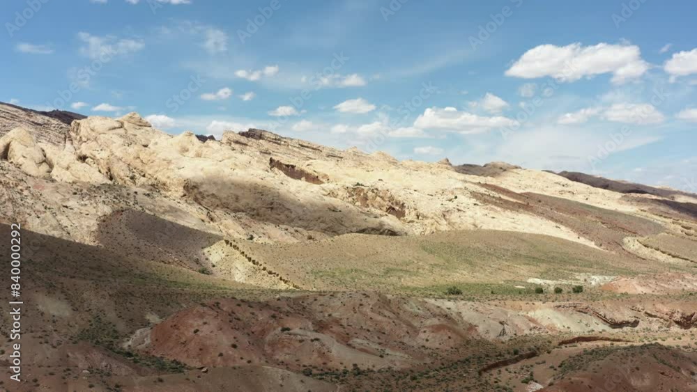 The cinematic view captures the serene beauty of the rugged red sandstone cliffs under a vibrant blue sky at sunset. The cinematic view captures the serene beauty of the rugged red sandstone cliffs under a vibrant blue sky at sunset.