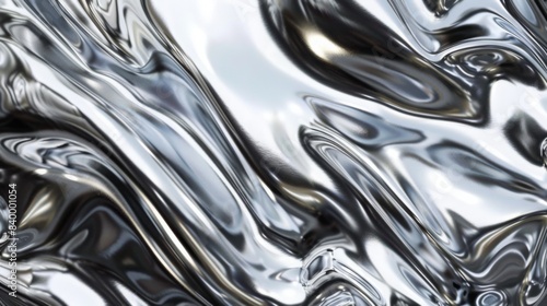 Abstract chrome Y2K fluid background. Grey liquid titanium surface metal futuristic texture.Mental health chromemorphism modern aesthetic. Trendy Brutalism