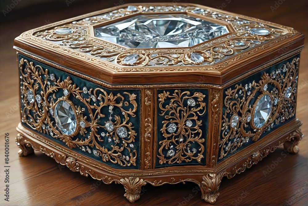 Opulent Jewel-Adorned Trinket Box with Intricate Design Opulent Jewel-Adorned Trinket Box with Intricate Design