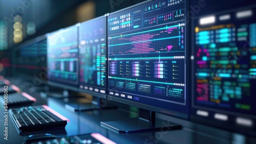 optical network deploying flexible grid DWDM, with a dynamic spectrum allocation interface on a computer screen © Anna