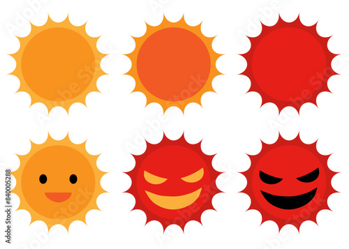 太陽のアイコンバリエーションセット