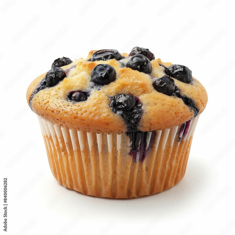 Delicious Blueberry Muffin Isolated on White Background for Bakery and Food Concepts Delicious Blueberry Muffin Isolated on White Background for Bakery and Food Concepts