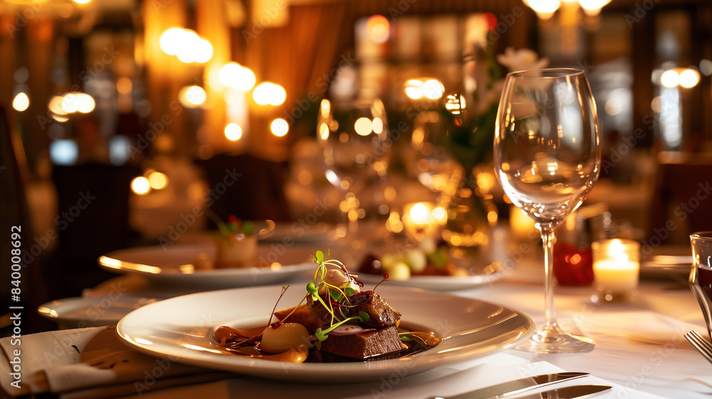 A beautifully arranged table in an exclusive restaurant showcases a mouthwatering dish fried to perfection.
A beautifully arranged table in an exclusive restaurant showcases a mouthwatering dish fried to perfection.
