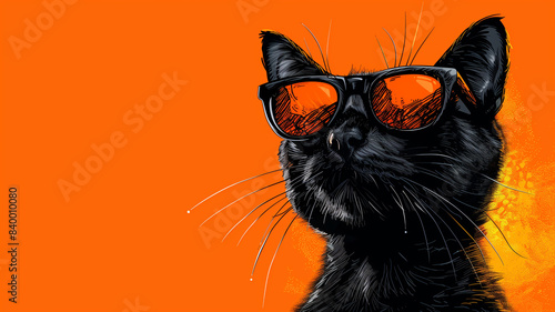 black cat with glasses