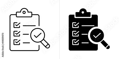 Quality Control editable stroke and solid web icon set. Vector illustration