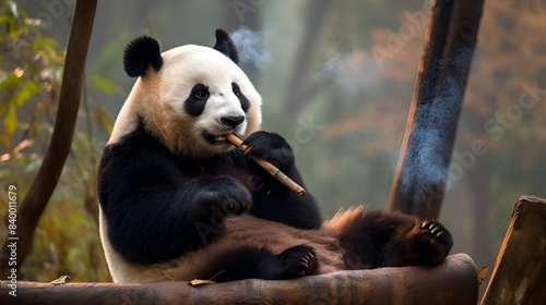 Panda smoking