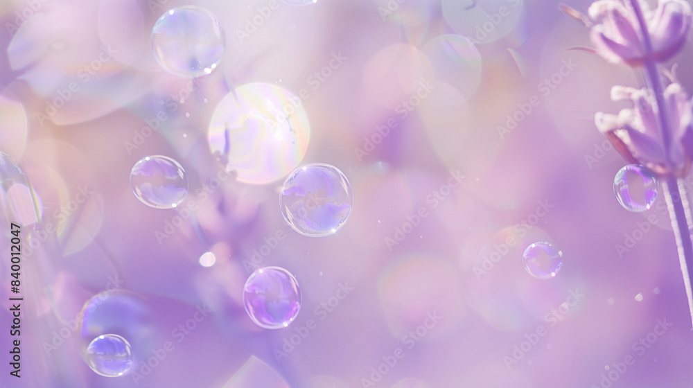 Reflective soap bubbles capture and enhance the warm tones of the background, resulting in a vibrant and dynamic display. purple lavender background with bokeh effect
Reflective soap bubbles capture and enhance the warm tones of the background, resulting in a vibrant and dynamic display. purple lavender background with bokeh effect