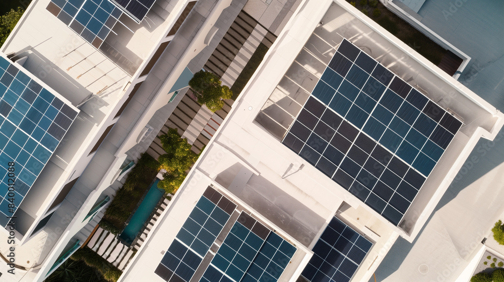 Sunlight reflects off the sleek solar panels adorning the roofs of stunning modern homes, blending seamlessly with their architectural elegance to underscore a commitment to sustainable living.
Sunlight reflects off the sleek solar panels adorning the roofs of stunning modern homes, blending seamlessly with their architectural elegance to underscore a commitment to sustainable living.