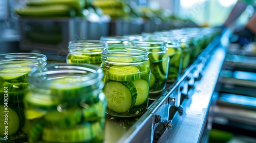 Wallpaper Mural High-detail image of glass jars filled with pickled cucumbers, photographed on an industrial production line Torontodigital.ca