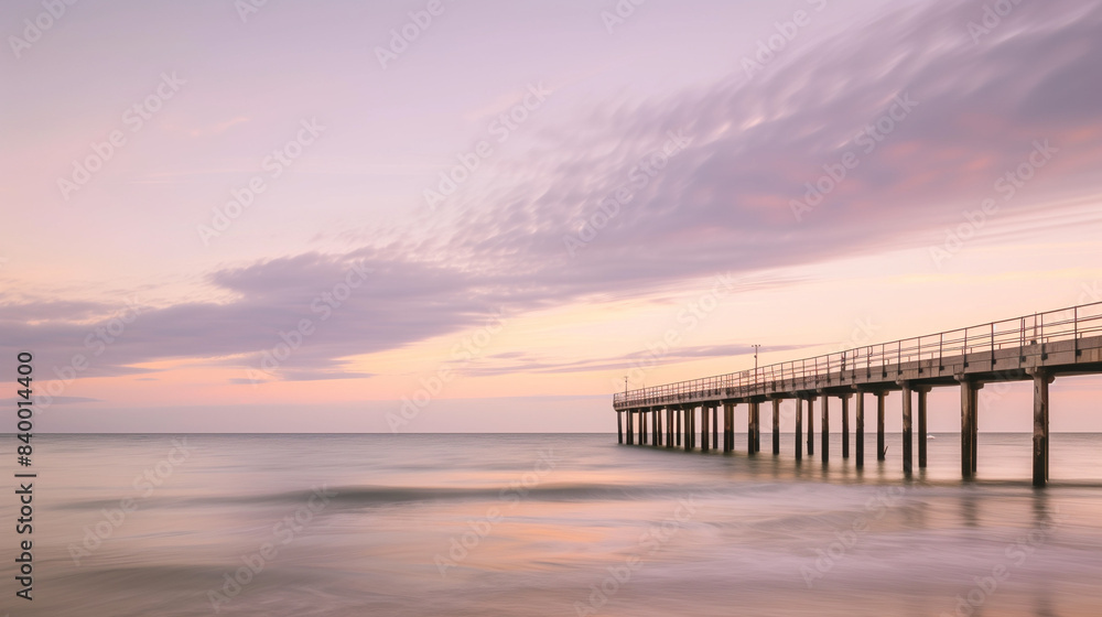 A wooden pier over calm waters, bathed in the hues of a setting sun, with the water reflecting the peaceful sky.
A wooden pier over calm waters, bathed in the hues of a setting sun, with the water reflecting the peaceful sky.