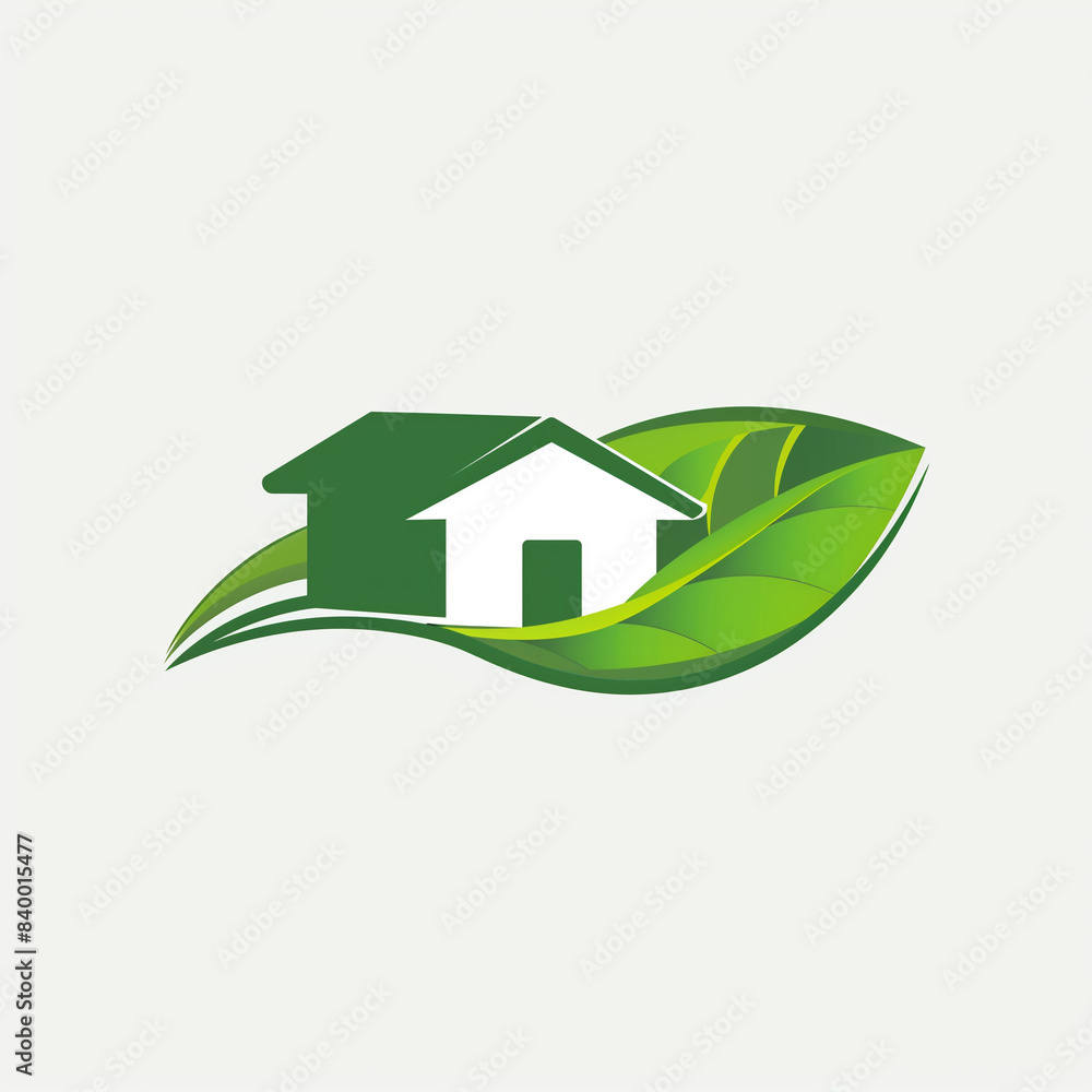 Eco-Friendly Home Logo on white background, Modern logo combines house with leaf, Concept of green living, eco-friendly housing, green construction, renewable energy, and sustainable living solutions. Eco-Friendly Home Logo on white background, Modern logo combines house with leaf, Concept of green living, eco-friendly housing, green construction, renewable energy, and sustainable living solutions.